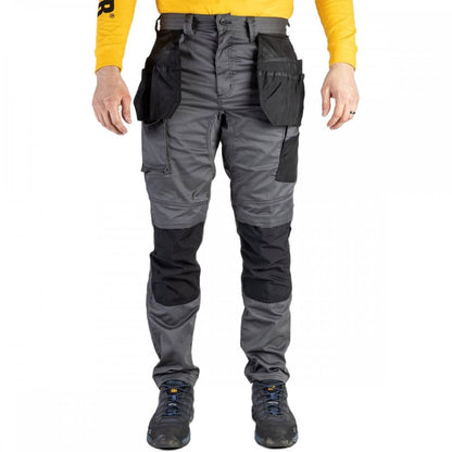 1810084 Essentials Stretch Knee Pocket Grey/Black - Slim Fit with Cordura