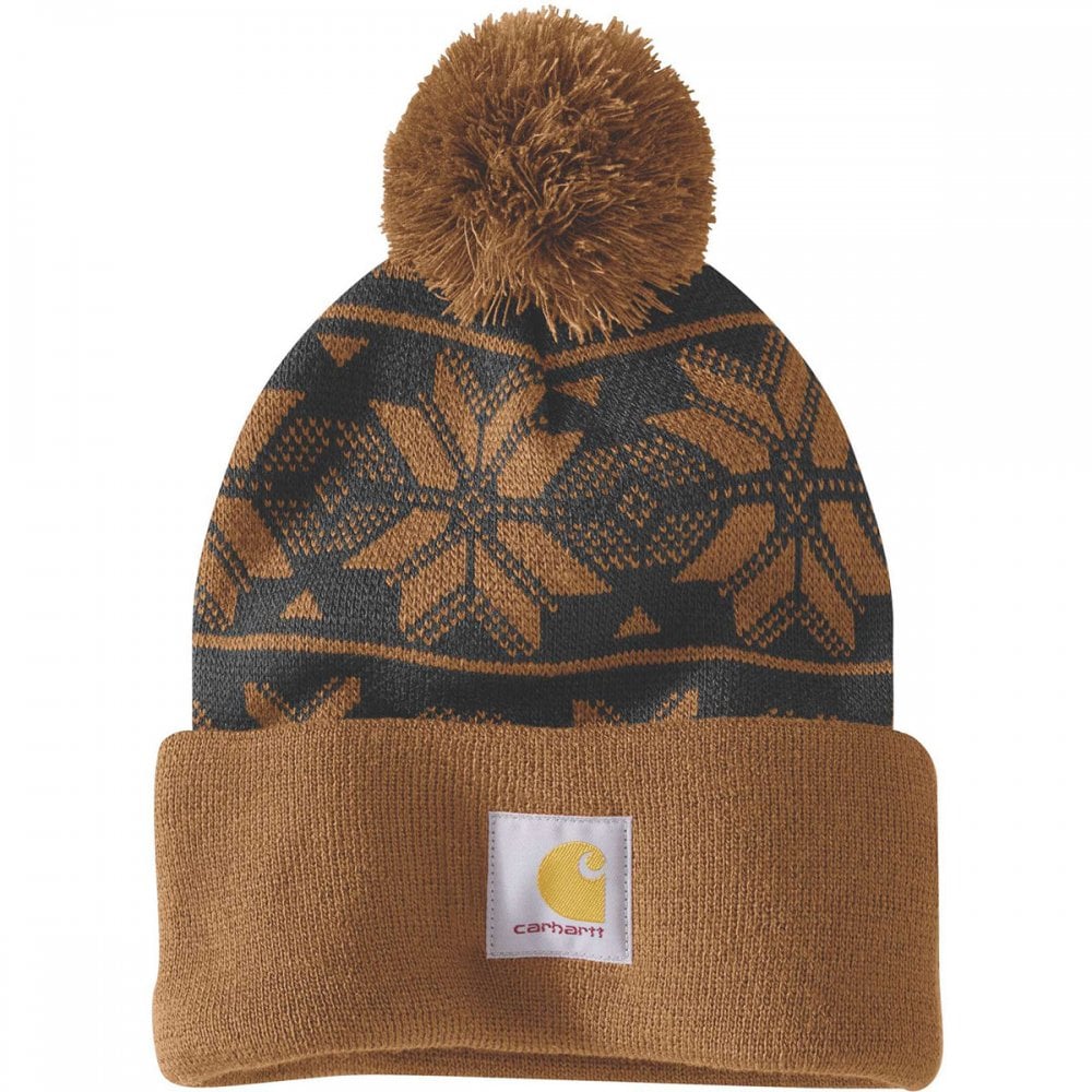 106647 Womens Knit Pom Jacquard Beanie