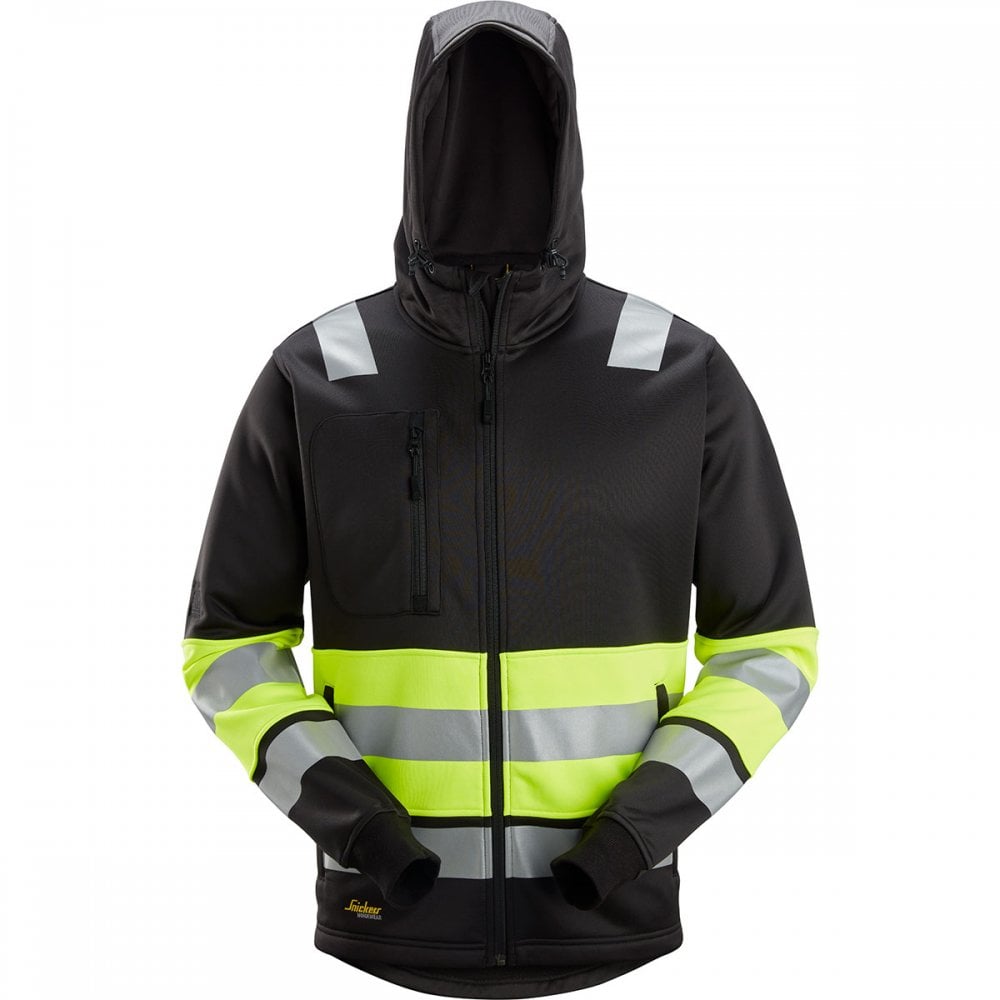 8038 High-Vis Class 1 Full Zip Hoodie Black/High-Vis Yellow 2XL *One Size Only - Outlet Store*
