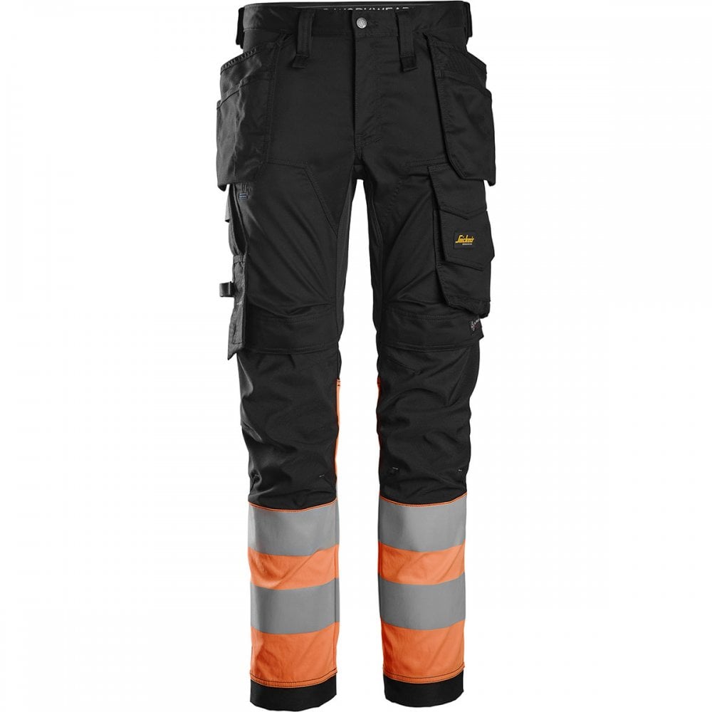 6234 High-Vis Class 1 Stretch Trousers Holster Pockets Black/High-Vis Orange 32" 36" *One Size Only - Outlet Store*