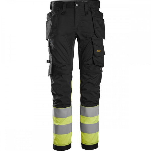 6234 High-Vis Class 1 Stretch Trousers Holster Pockets Black/High-Vis Yellow 37" 36" *One Size Only - Outlet Store*