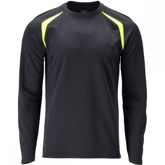 21581 T-shirt, long-sleeved Dark Navy/Hi-Vis Yellow L *One Size Only - Outlet Store*