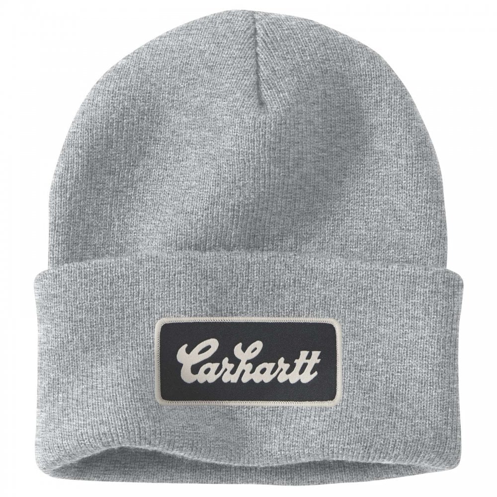 107007 Knit Cuffed Script Patch Beanie