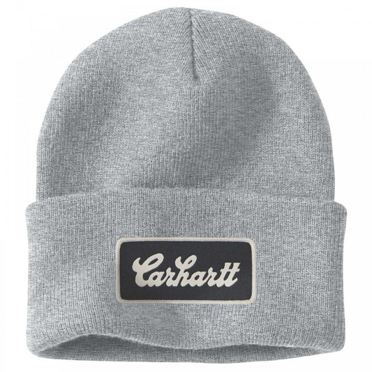 107007 Knit Cuffed Script Patch Beanie