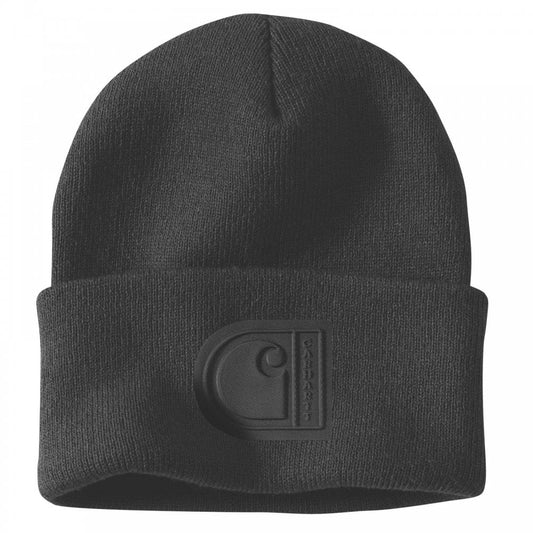 107190 Knit Cuffed C Patch Beanie