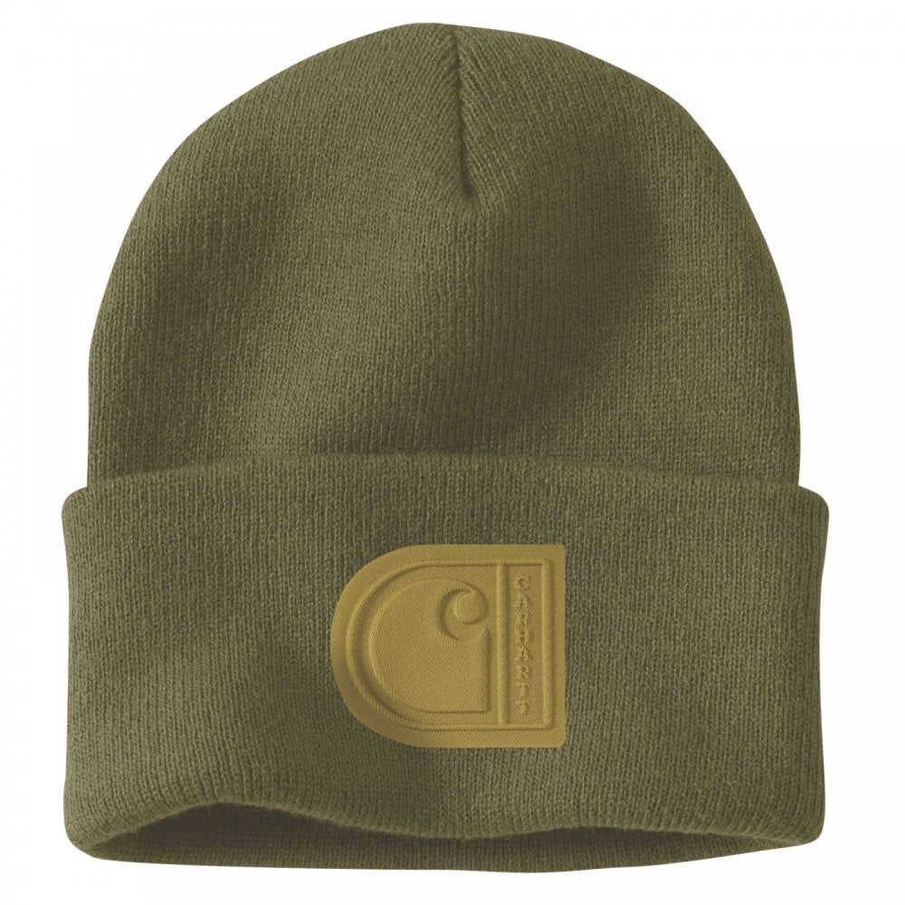 107190 Knit Cuffed C Patch Beanie