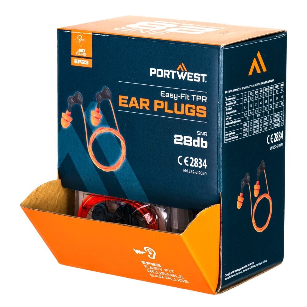 EP23 Easy Fit TPR Ear Plugs (50 Pairs)